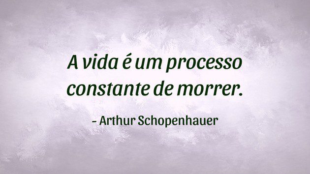 A vida é um processo constante de morrer (Arthur Schopenhauer)